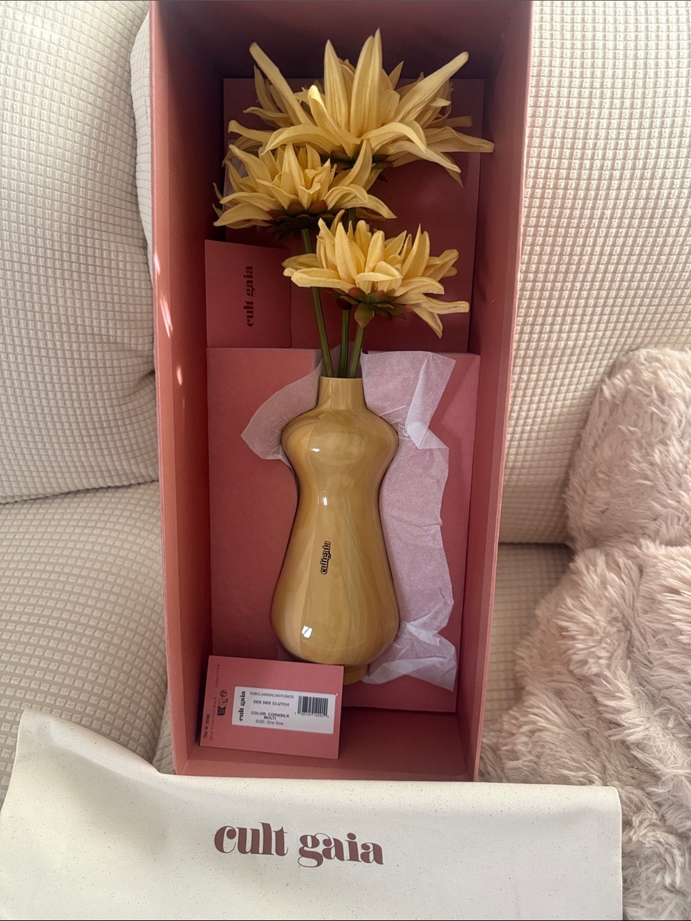 NEW Cult Gaia Dee Dee Flower Vase Clutch Cornsilk Multi NWT